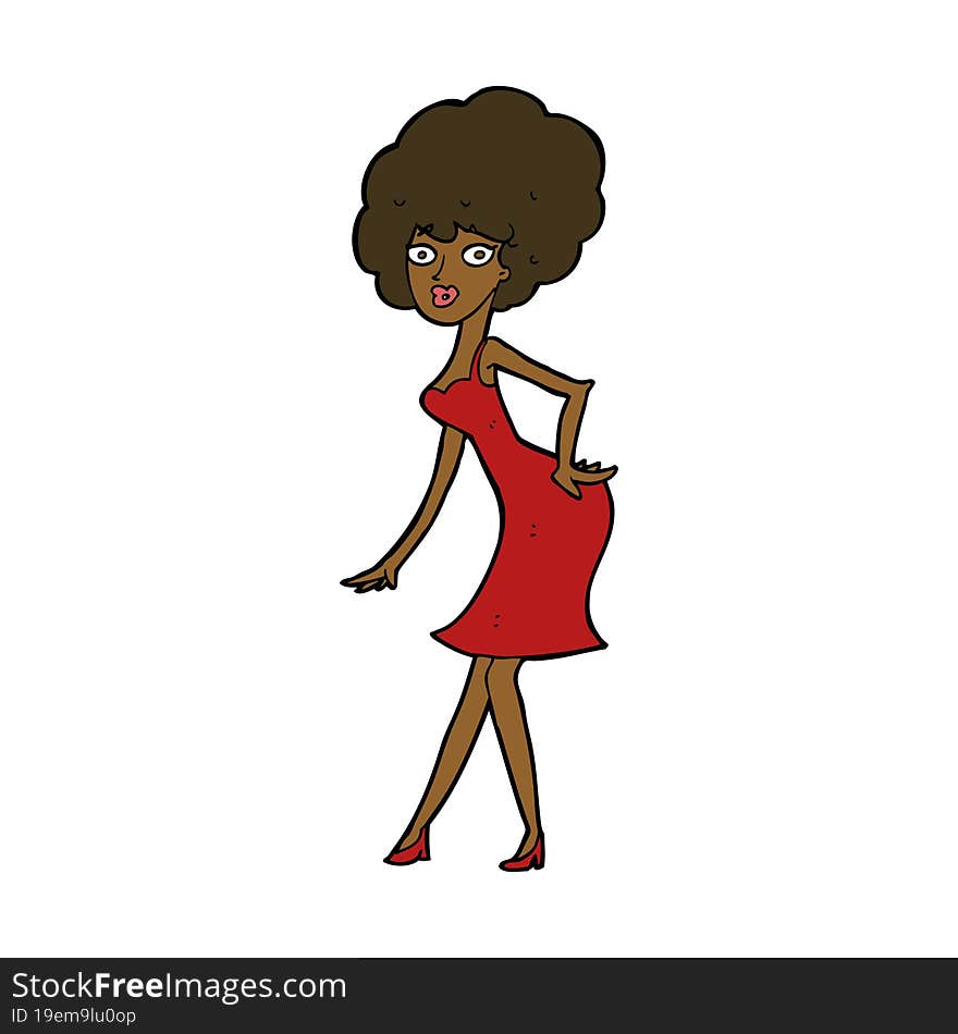 cartoon woman posing in dress