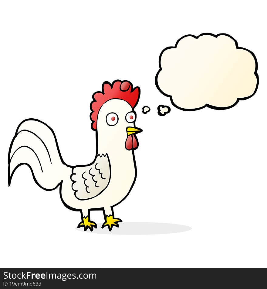 Cartoon Rooster With Thought Bubble