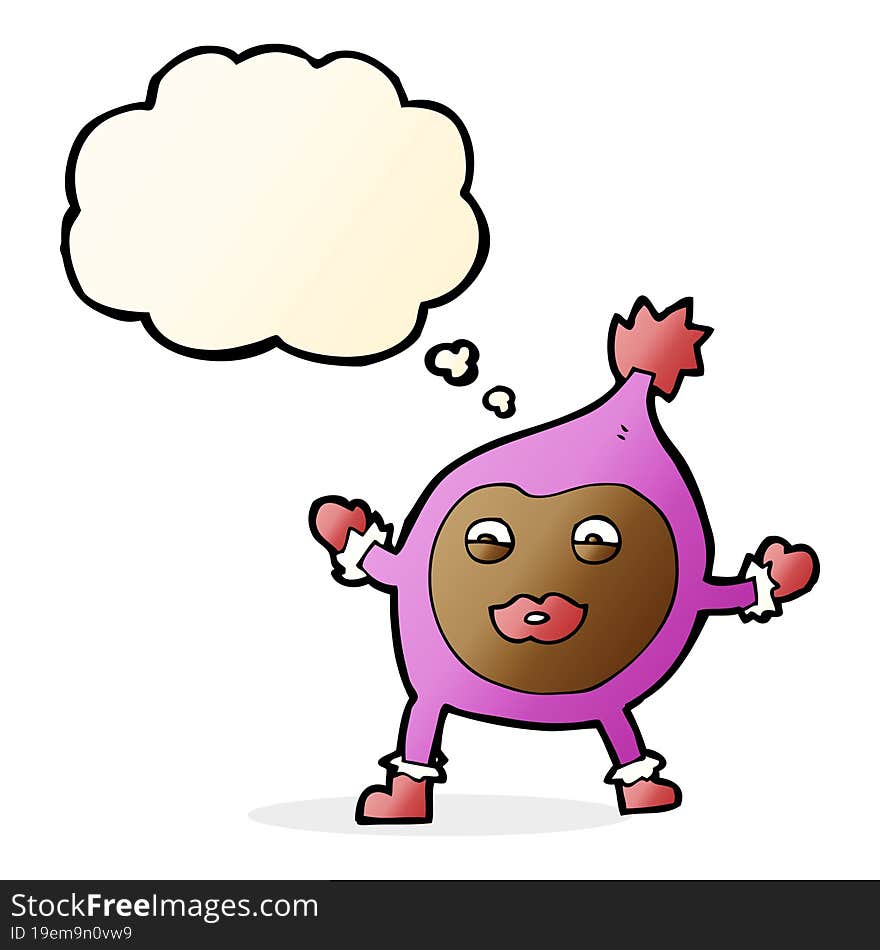 cartoon funny creature with thought bubble