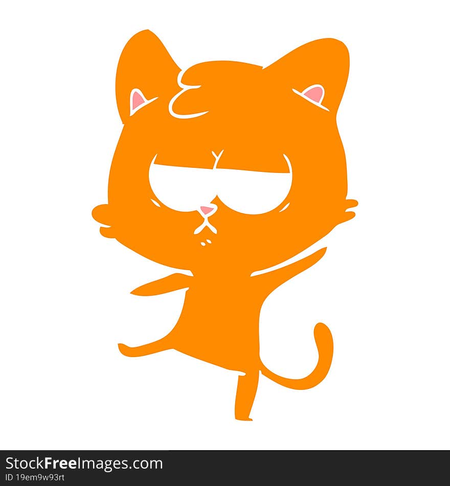 bored flat color style cartoon cat