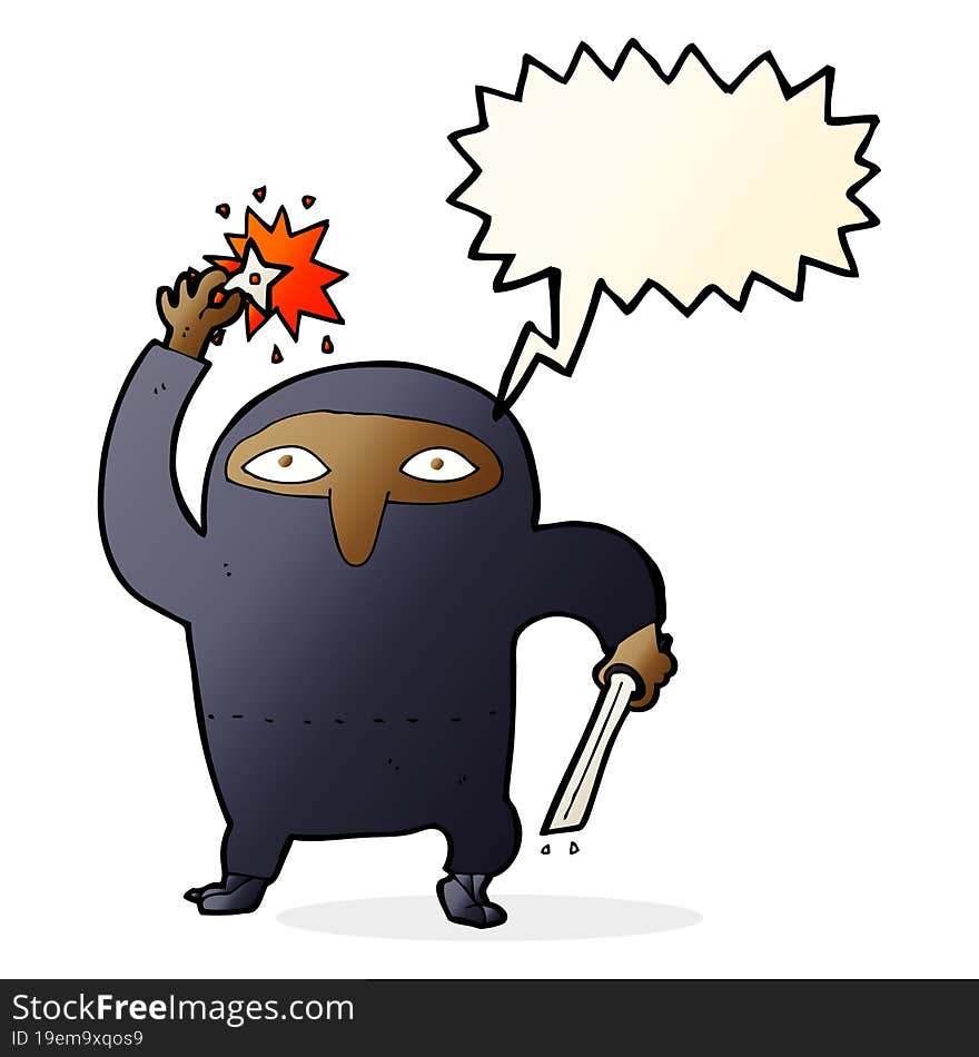 cartoon ninja with speech bubble