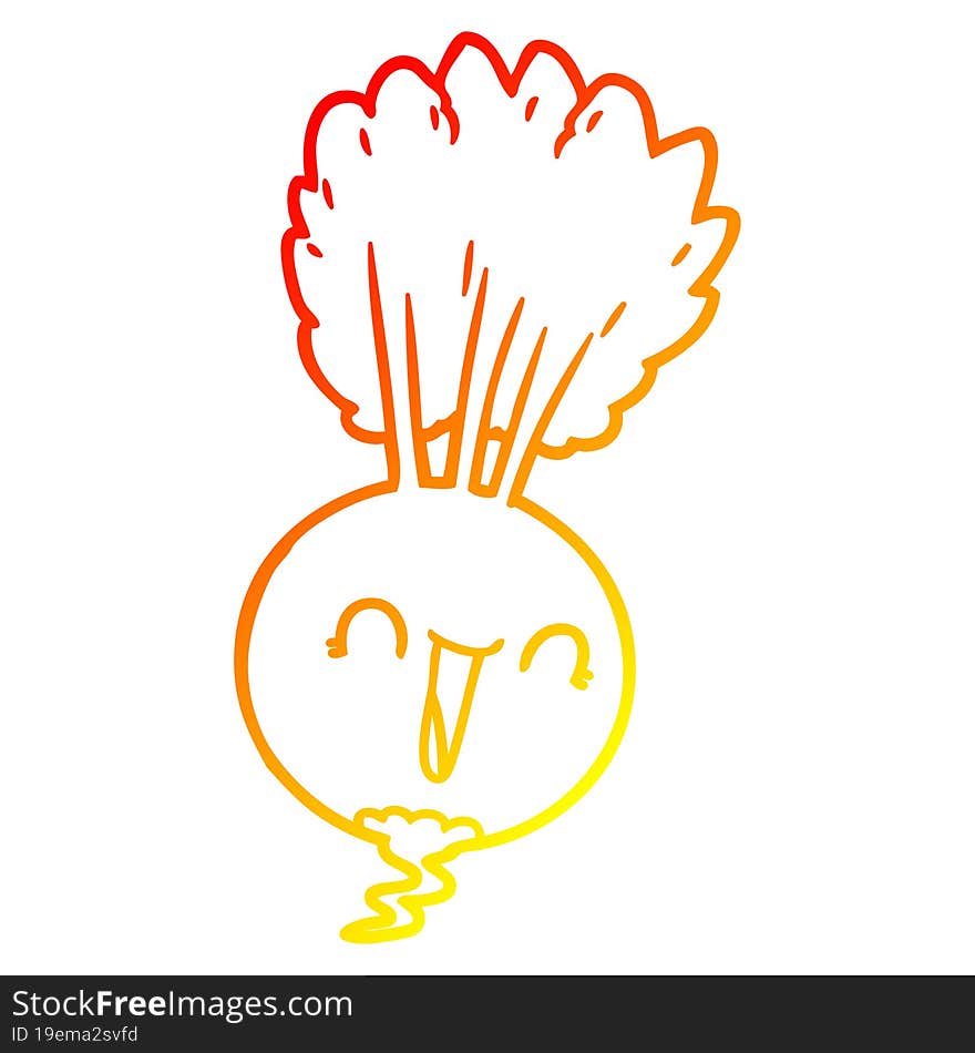 Warm Gradient Line Drawing Cartoon Root Vegetable