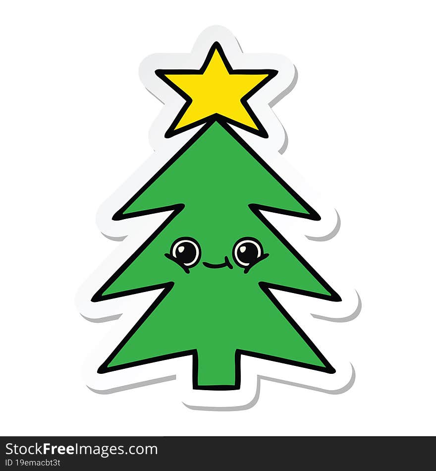 sticker of a cute cartoon christmas tree