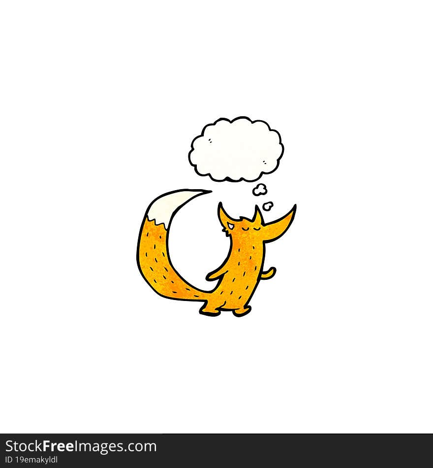 cartoon fox with thought bubble