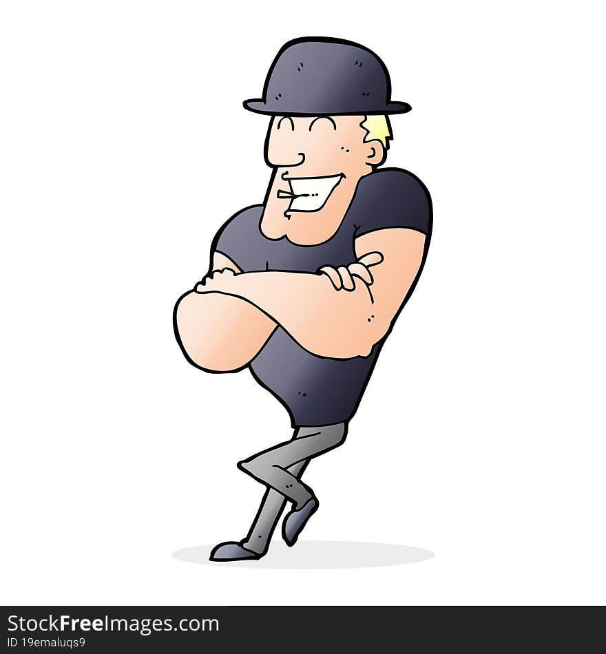 cartoon man wearing bowler hat