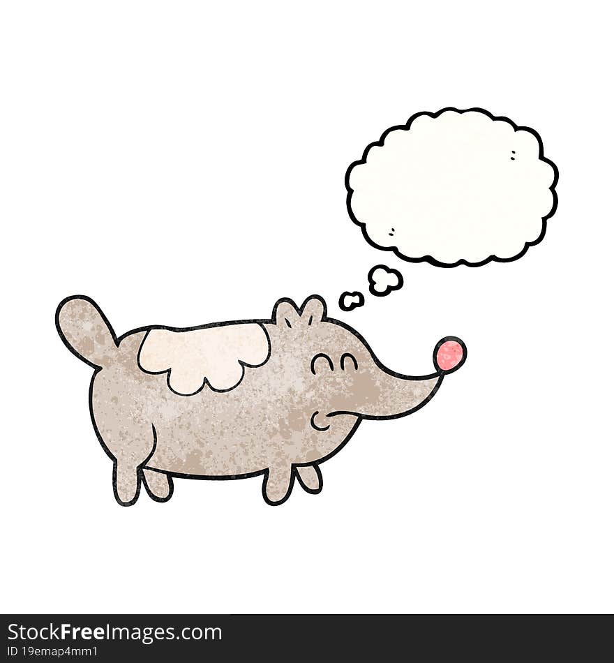 freehand drawn thought bubble textured cartoon small fat dog