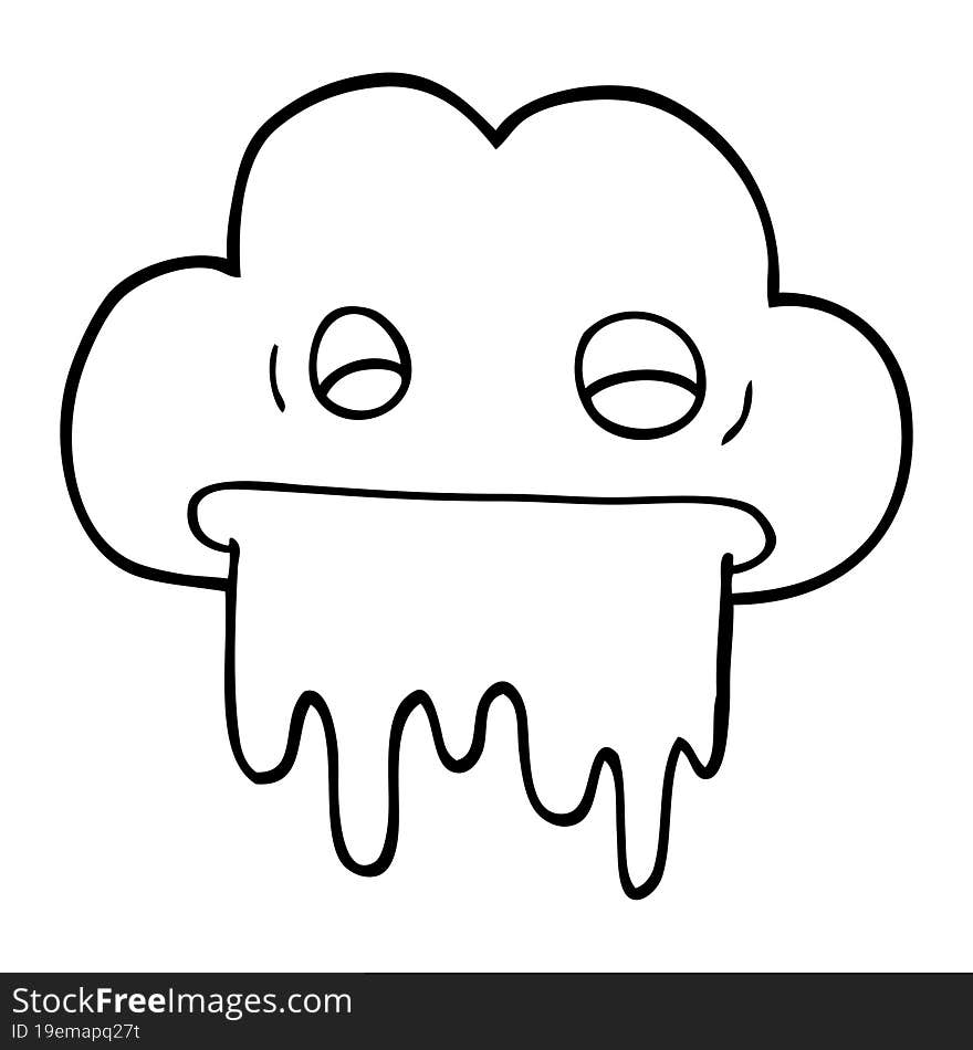 Line Drawing Cartoon Rain Cloud