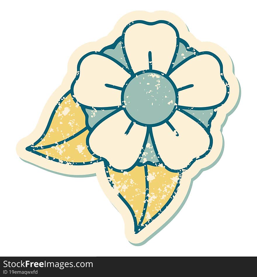 iconic distressed sticker tattoo style image of a flower. iconic distressed sticker tattoo style image of a flower