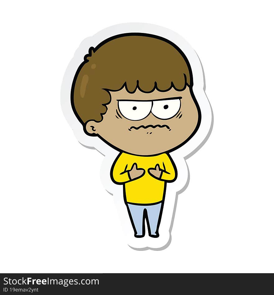 sticker of a cartoon annoyed man