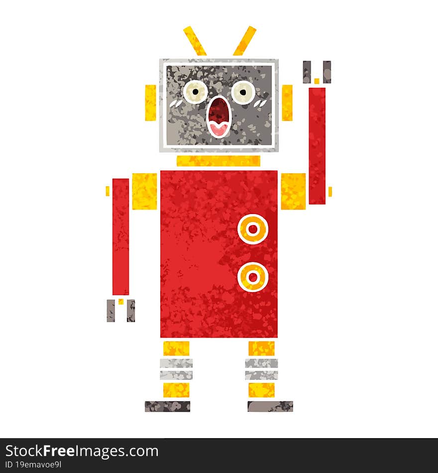 Retro Illustration Style Cartoon Robot