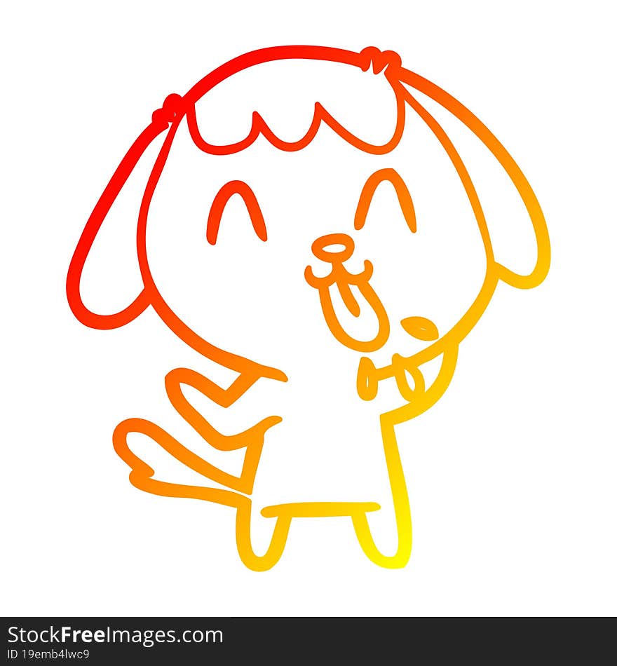 Warm Gradient Line Drawing Cute Cartoon Dog