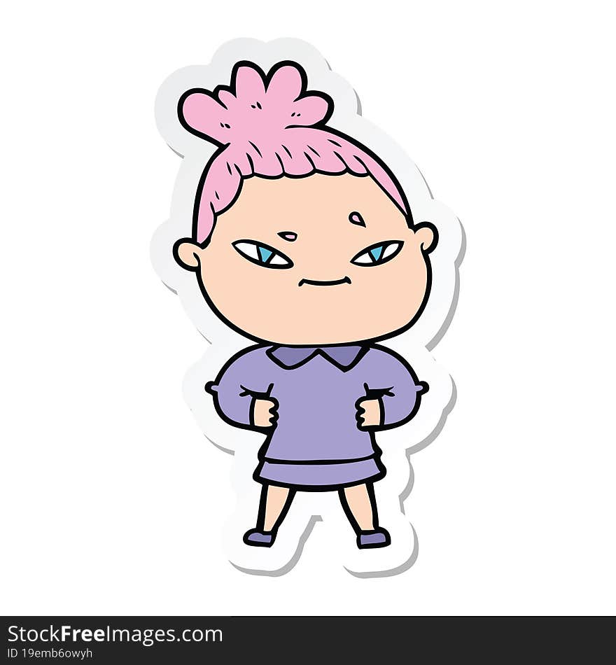 Sticker Of A Cartoon Woman