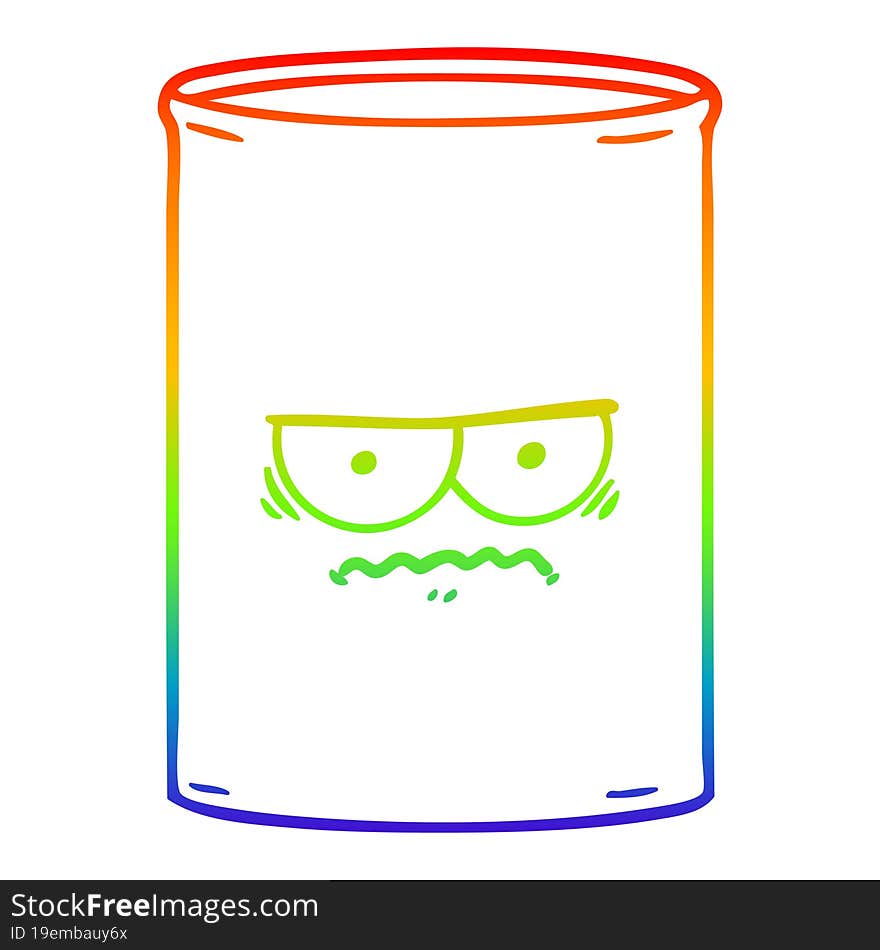 Rainbow Gradient Line Drawing Cartoon Oil Drum