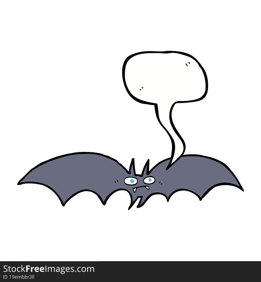 cartoon vampire bat with speech bubble