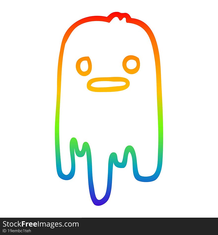 rainbow gradient line drawing cartoon spooky ghost