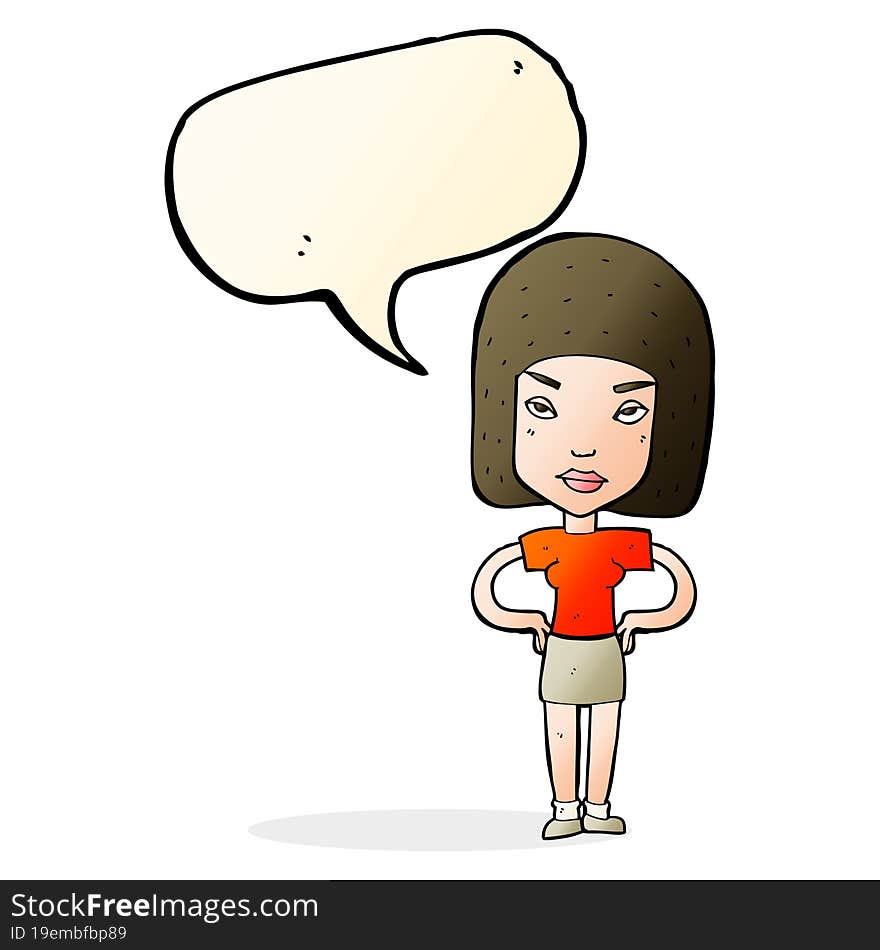 cartoon annoyed woman with speech bubble