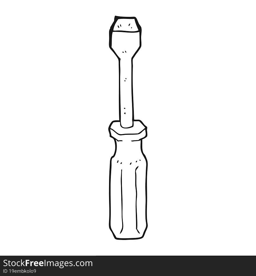 black and white cartoon screwdriver