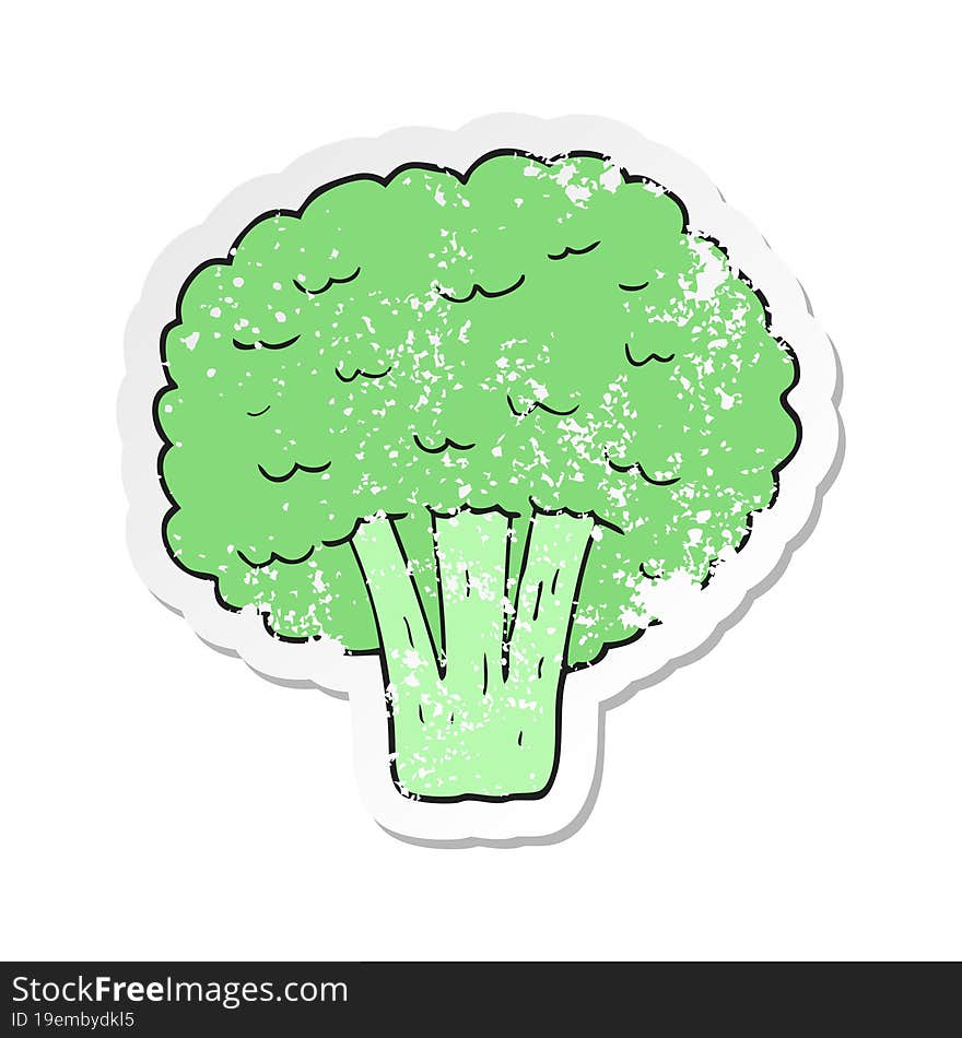 retro distressed sticker of a cartoon broccoli