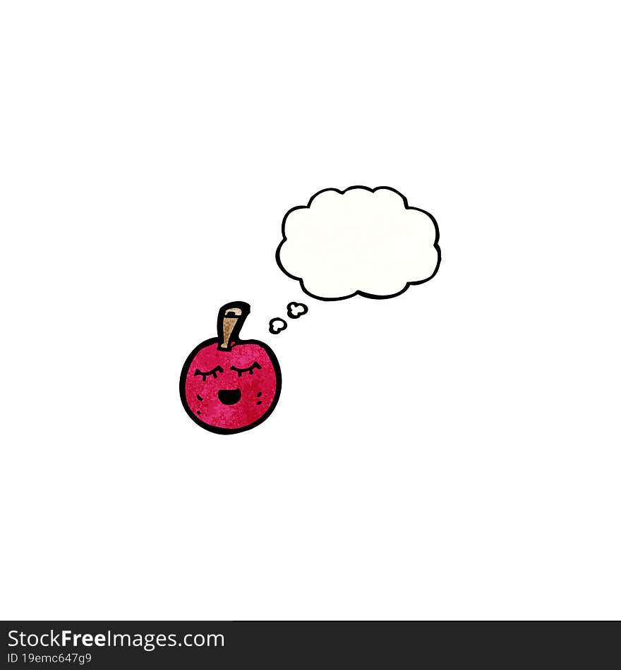 cartoon cherry with thought bubble