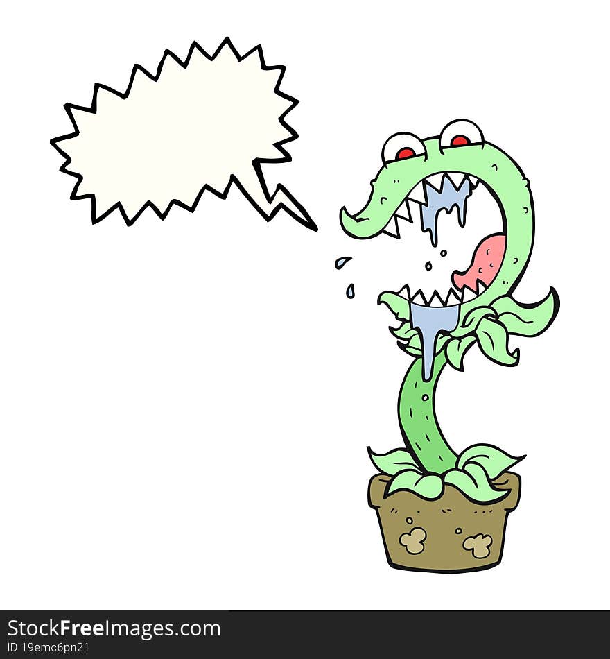 speech bubble cartoon carnivorous plant