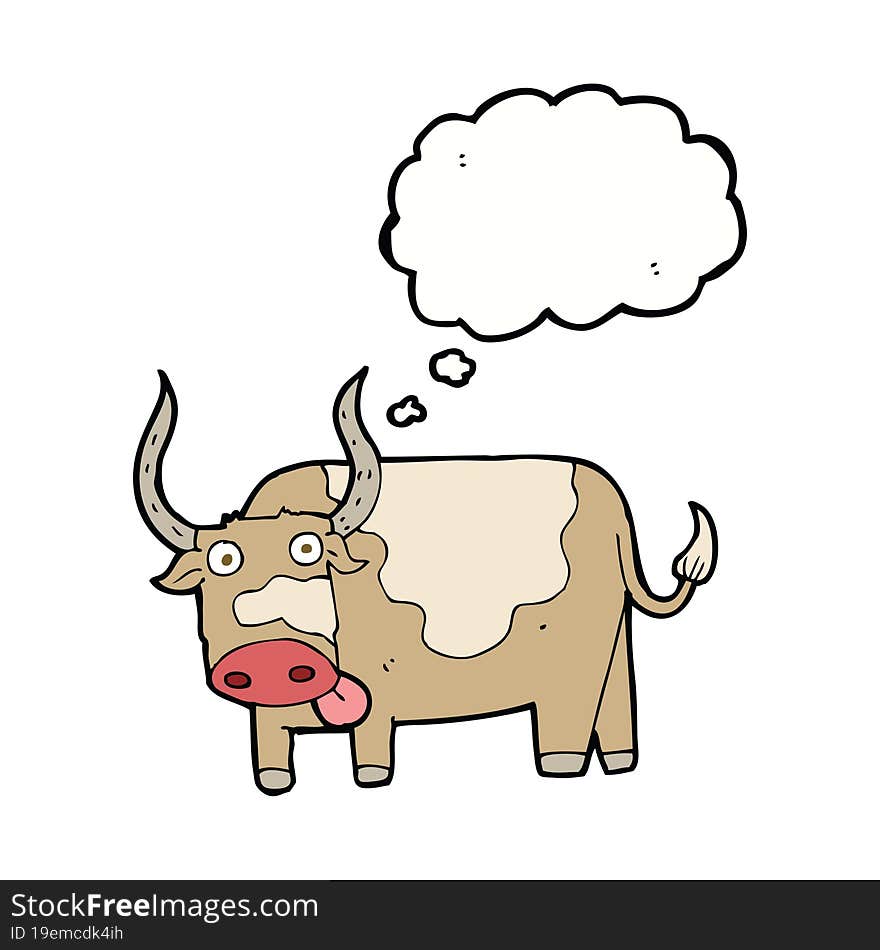 cartoon bull with thought bubble