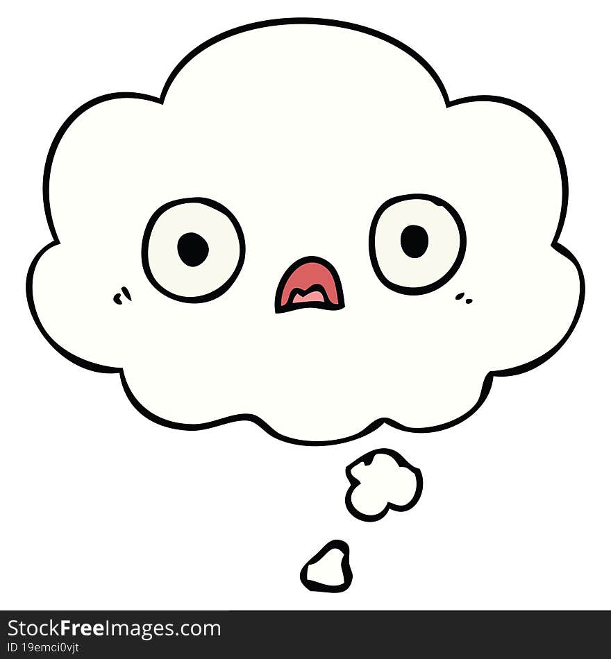 cute cartoon face and thought bubble