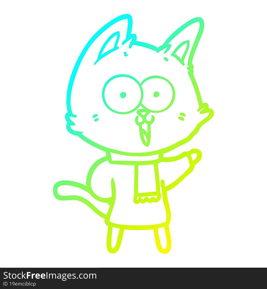 cold gradient line drawing funny cartoon cat