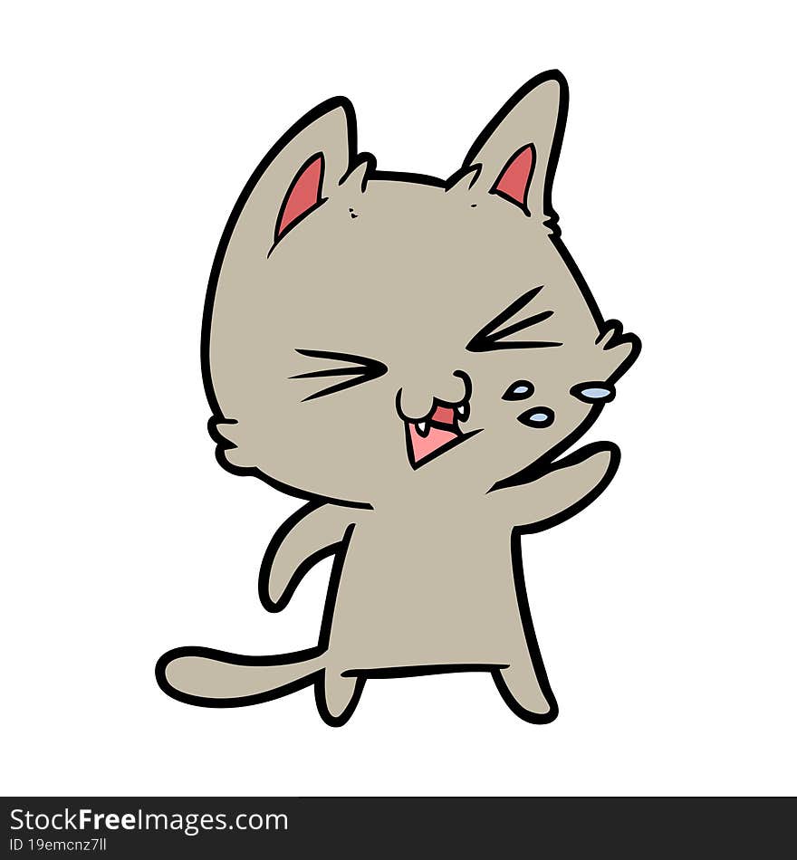 cartoon cat hissing. cartoon cat hissing