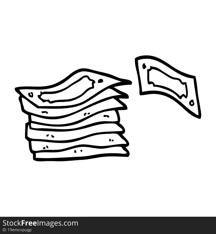 Line Drawing Cartoon Stack Of Money