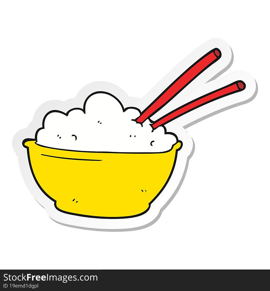 sticker of a cartoon bowl of rice