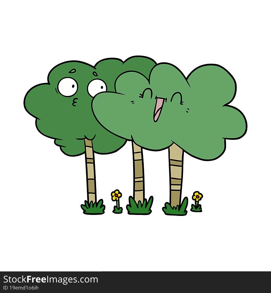 cartoon trees with faces. cartoon trees with faces