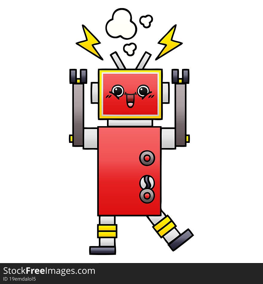 Gradient Shaded Cartoon Robot