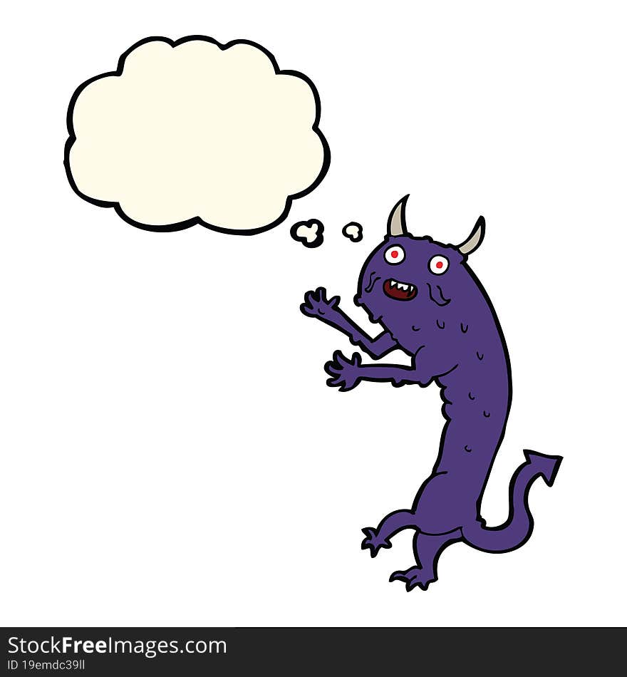 cartoon devil with thought bubble