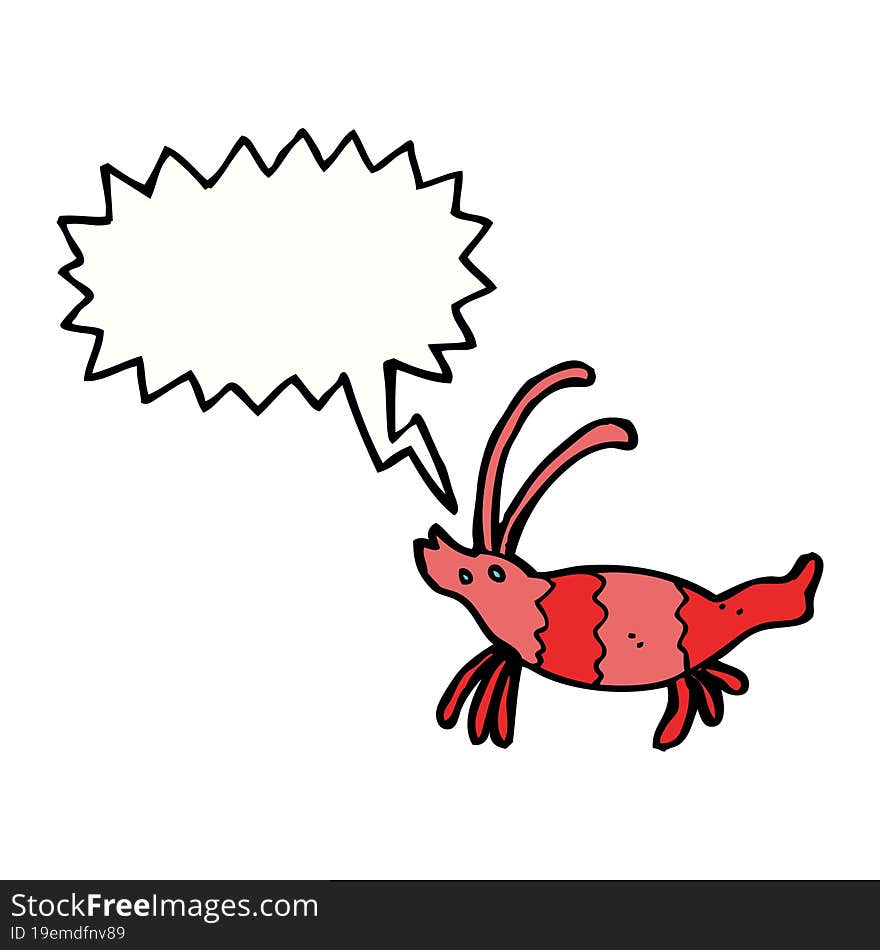 cartoon shrimp with speech bubble