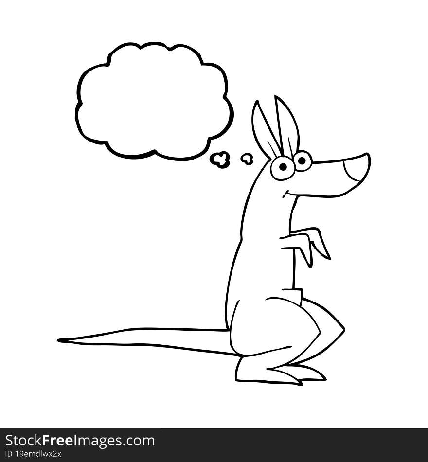 freehand drawn thought bubble cartoon kangaroo