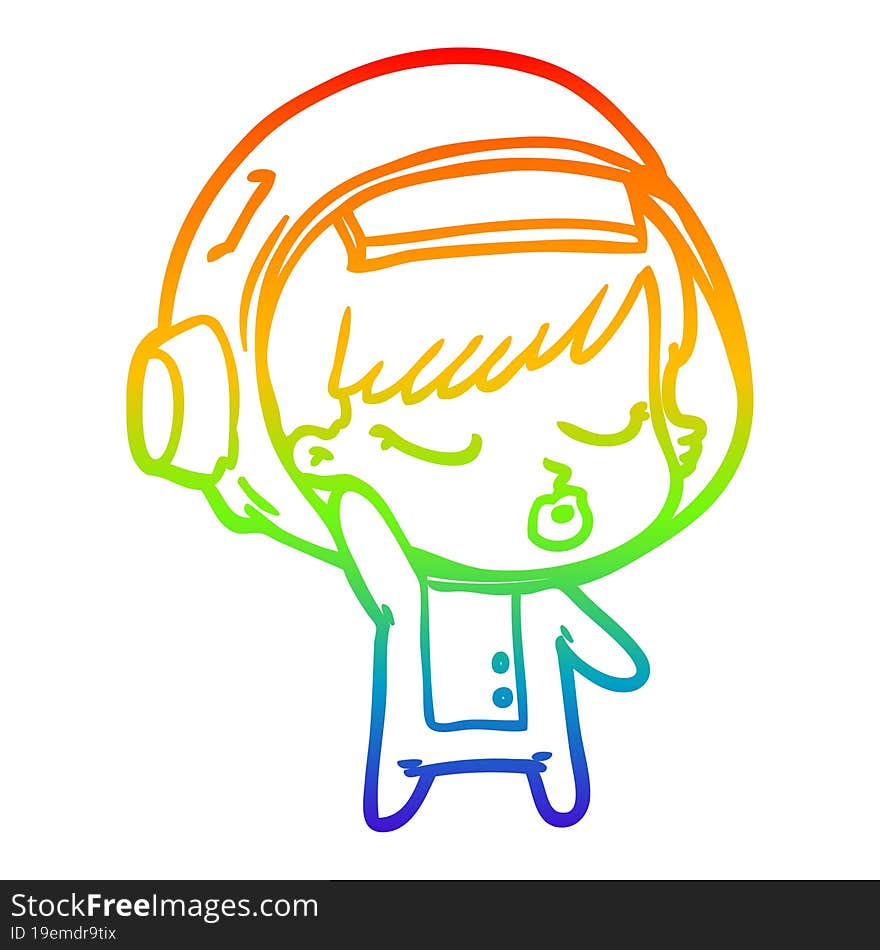 rainbow gradient line drawing cartoon pretty astronaut girl