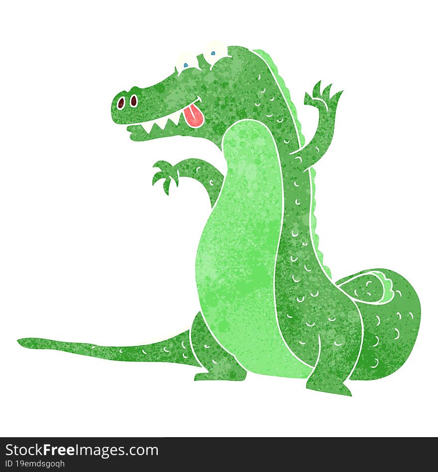 retro cartoon crocodile