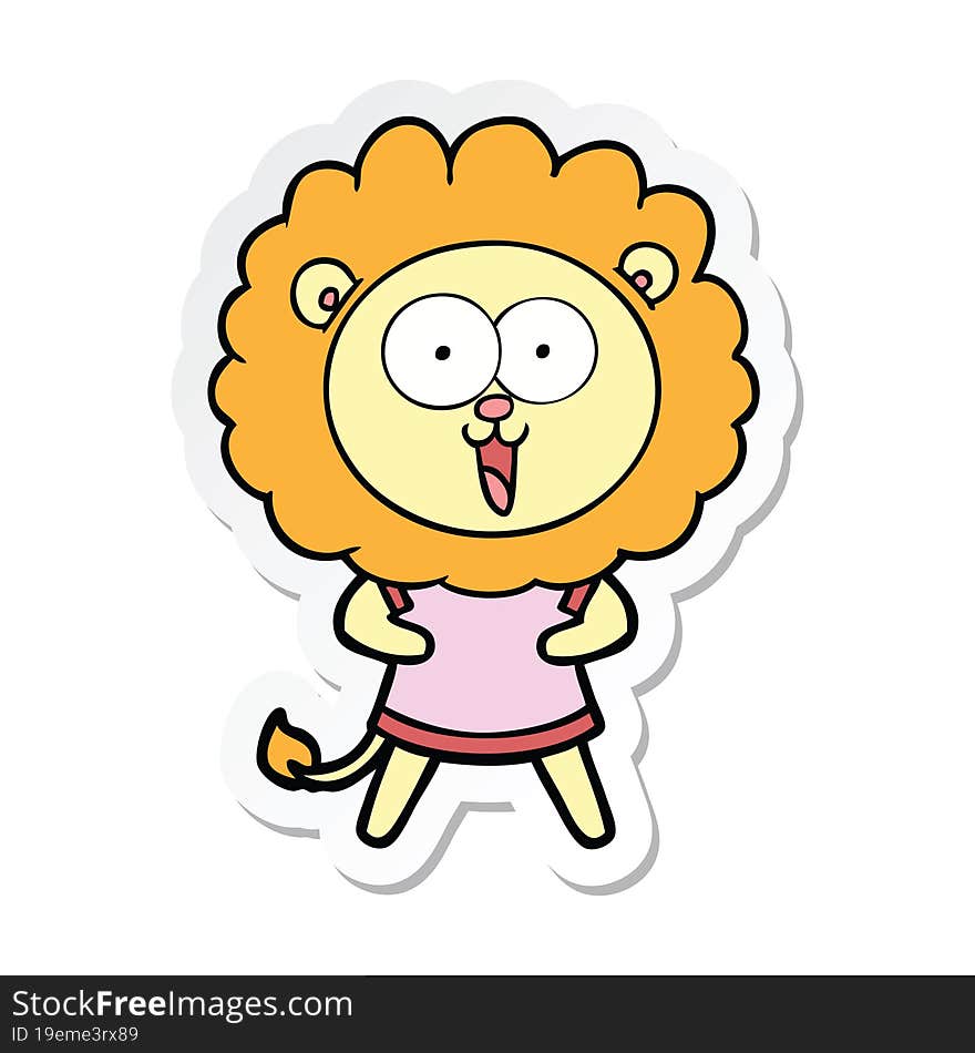 sticker of a happy cartoon lion