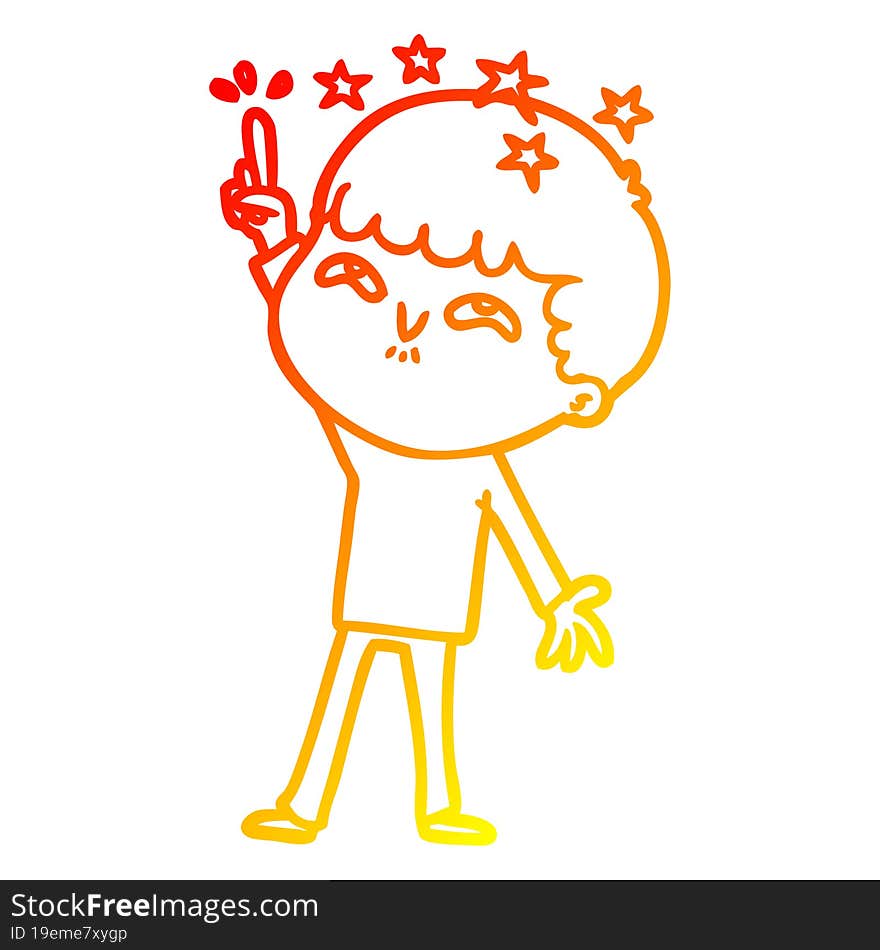 warm gradient line drawing cartoon amazed boy