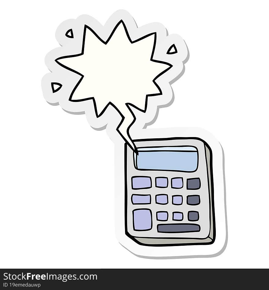 cartoon calculator with speech bubble sticker