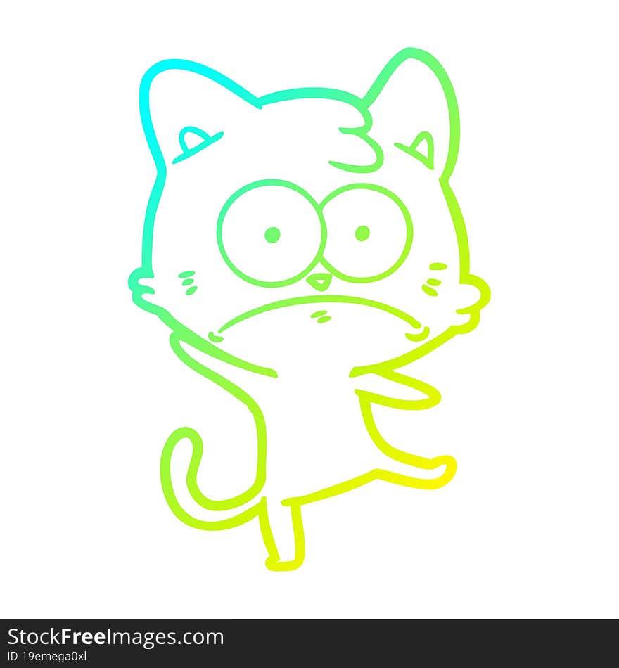 cold gradient line drawing cartoon nervous cat