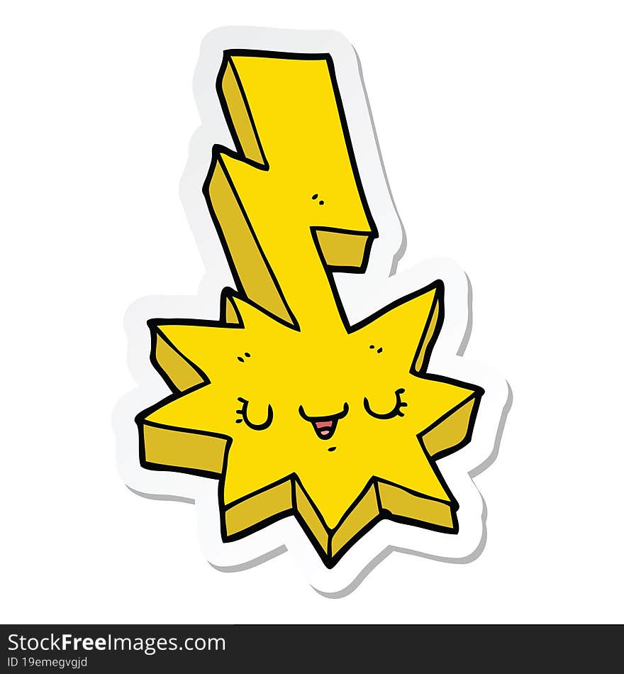 sticker of a cartoon lightning strike