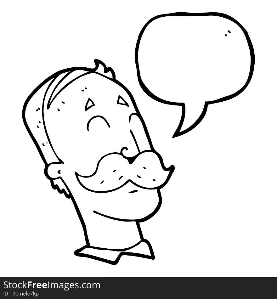 Speech Bubble Cartoon Ageing Man With Mustache