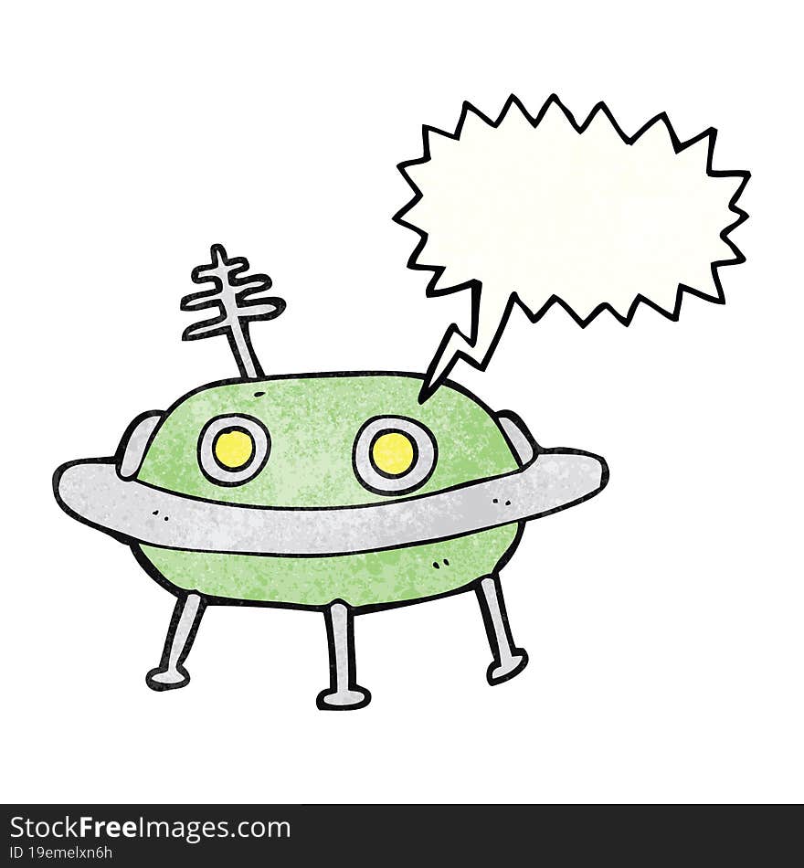 speech bubble textured cartoon alien spaceship