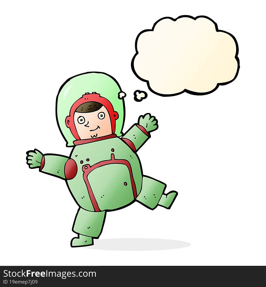 cartoon astronaut with thought bubble