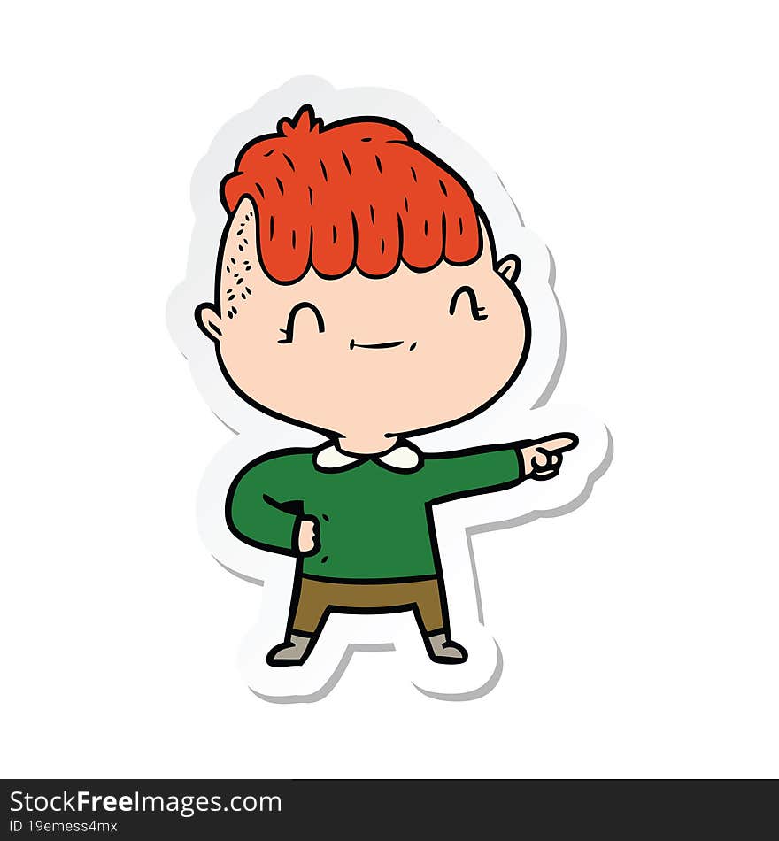 Sticker Of A Cartoon Friendly Boy