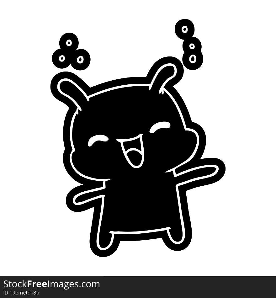 Cartoon Icon Kawaii Cute Happy Alien