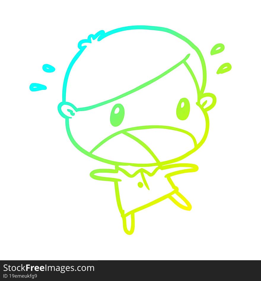 cold gradient line drawing cute shocked man