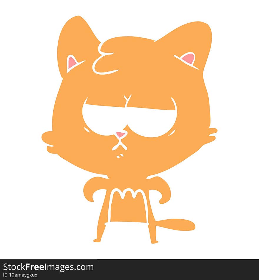 bored flat color style cartoon cat