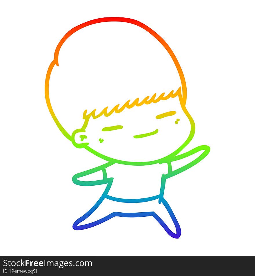 Rainbow Gradient Line Drawing Cartoon Smug Boy